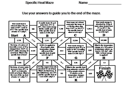 Specific Heat: Chemistry Maze