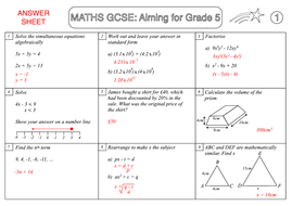 gcse maths revision sample sheet aiming for grade 5