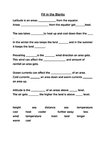Factors affecting climate | Teaching Resources