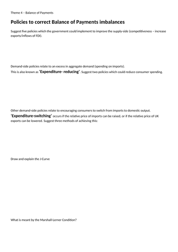13 Current Account Deficit Policies Slides Activities And Notes A Level Economics Theme 6056