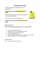 Commas in Lists Worksheet KS2 | Teaching Resources