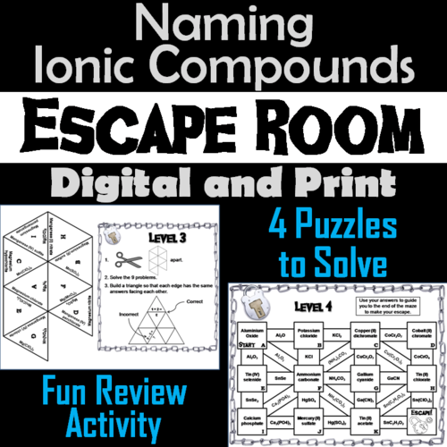 Naming Ionic Compounds: Chemistry Escape Room - Science