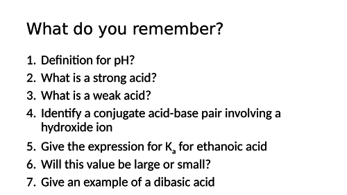 Acid-base equilibria exam questions picture