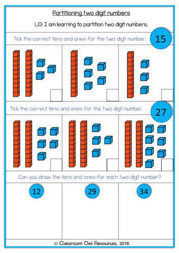 Partitioning 2 Digit Numbers Year 2 Worksheet