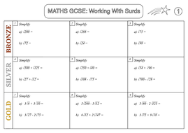 Gcse Maths Working With Surds Grade 7 9 Teaching Resources