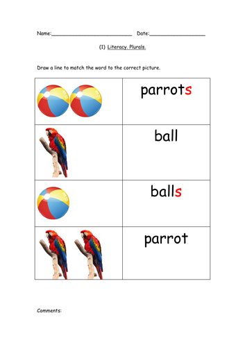 Follow on Plurals for SEN, ESOL, Early Years, Primary
