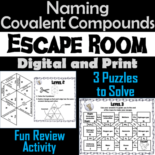 Naming Covalent Compounds: Chemistry Escape Room - Science