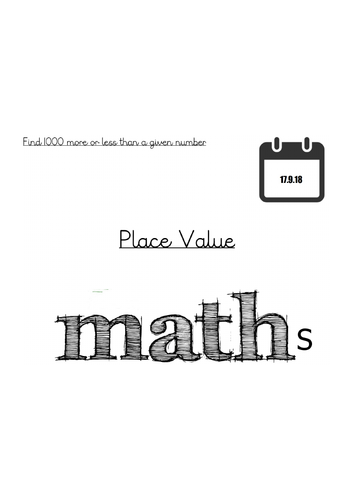 Place value - Find 1000 more or less than a given number - lesson 1/2 ...