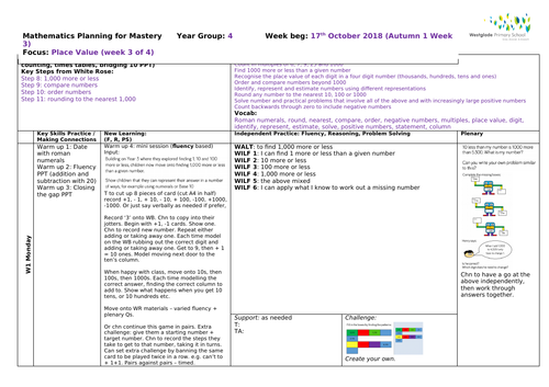 White Rose Year 4 - Autumn Block 1 - Place Value | Teaching Resources