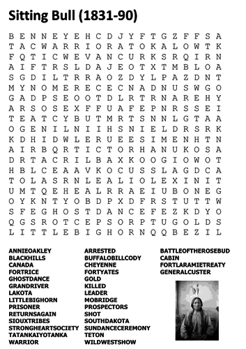 Sitting Bull Word Search