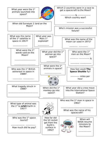 8La Space Exploration Hunt and worksheet | Teaching Resources