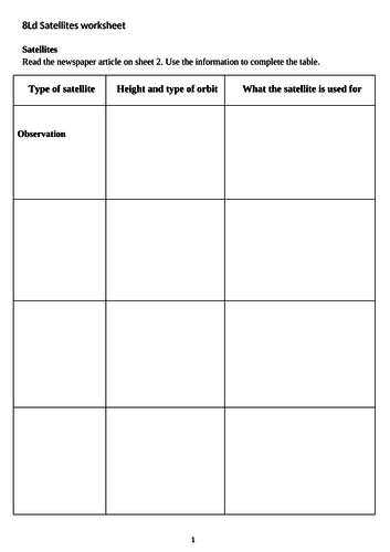 8Ld Satellites worksheet