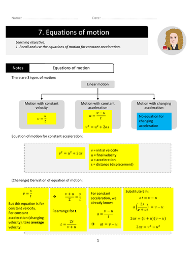Equations of motion | Teaching Resources