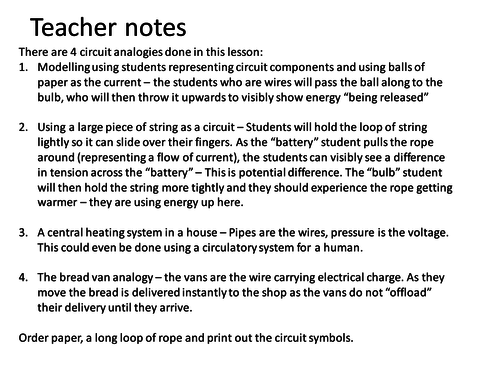 Lesson 2 - Modelling Circuits - KS3 Electricity