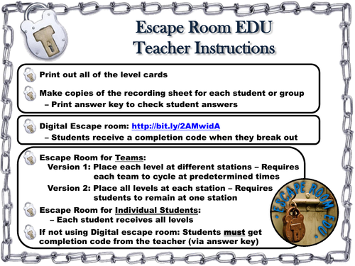 Balancing Chemical Equations Escape Room | Teaching Resources