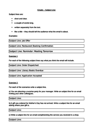 Email Writing Planning Information Worksheets Tasks Functional Skills