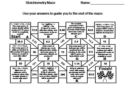 Stoichiometry: Chemistry Maze