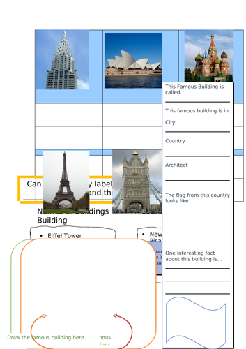 Famous Buildings from around the World. Home Learning Art/Geography