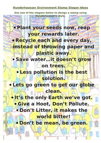 Hundertwasser Environmental Stamp Design Activity & worksheet.