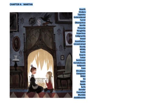 Vocabulary for The Secret Garden Chapters 1 - 9 + Wordsearches