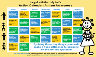 Autism Action Calendar The Curly Hair Project Autism Resources