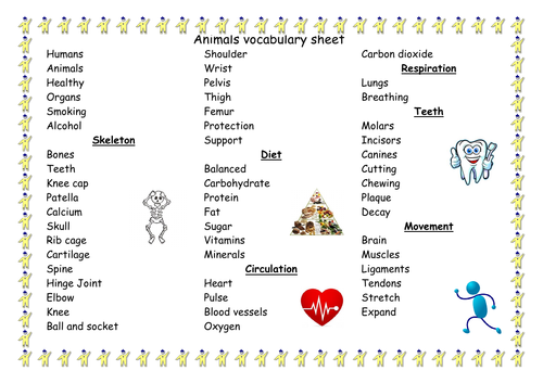 Science animals vocabulary