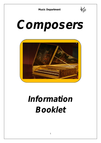KS3 Music Composers Cover Booklet (differentiated for lower sets ...