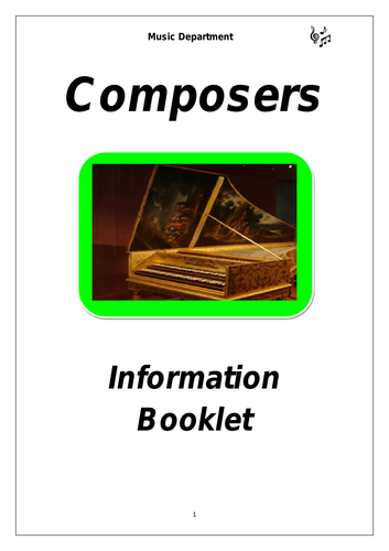 KS3 Music Composers Cover Booklet | Teaching Resources