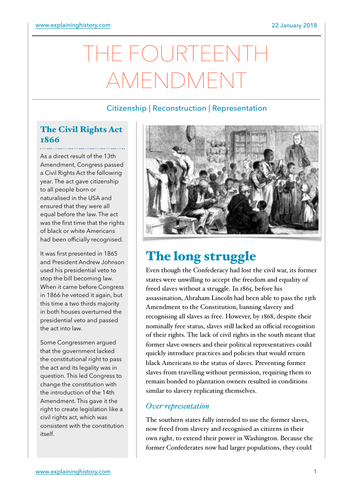 thesis statement 14th amendment