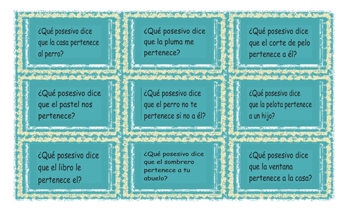 Adjectives Spanish Legal Size Photo Card Game