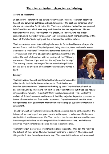 AQA A level, Modern Britain, 1951-2007, Thatcher as a leader