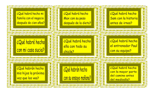 Future Perfect Tense Spanish Card Game Teaching Resources