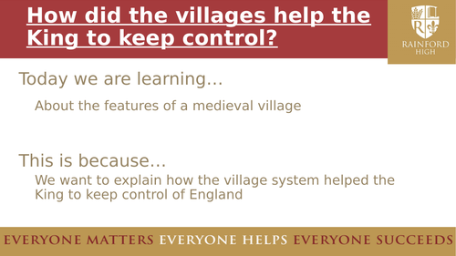 The role of the Medieval village - KS3 suitable for AQA 8145 too