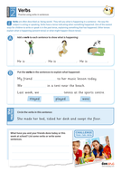 verbs worksheet year 2 spag teaching resources