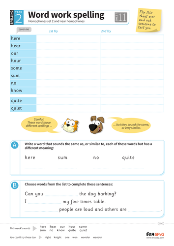 homophones and near homophones spelling worksheet year 2 spag