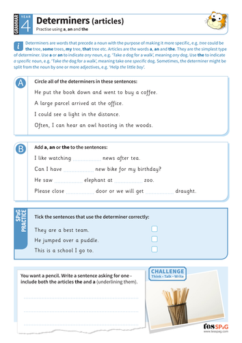 Determiners worksheet pdf image