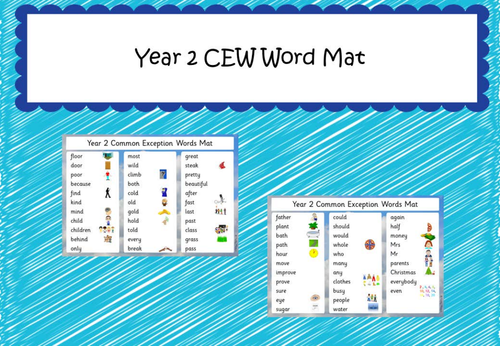 Year 2 Common Exception Words Word Mats Cursive Included Teaching Resources 5551