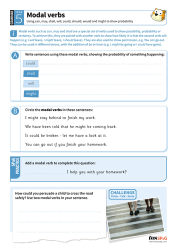 modal verb homework year 5