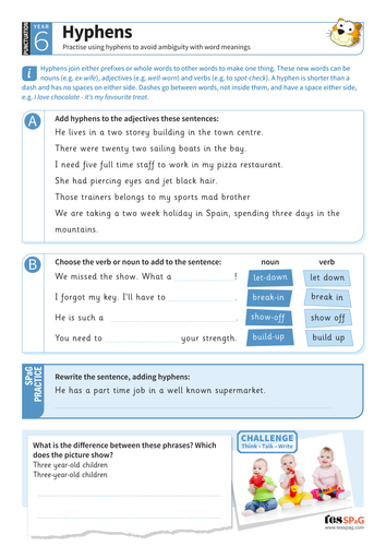 hyphens-worksheets-teaching-resources
