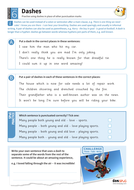 dashes worksheet year 6 spag teaching resources