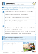 semi colons worksheet year 6 spag teaching resources
