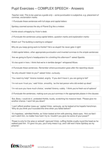 speech worksheet year 6