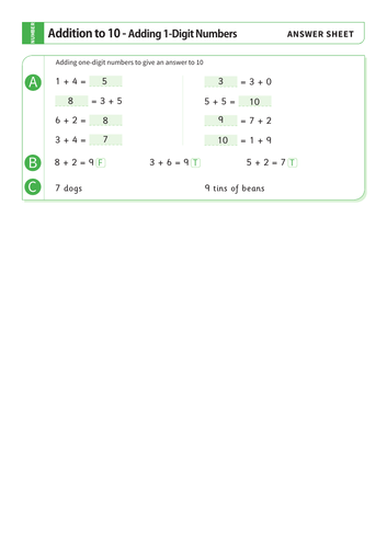 Addition up to 20 - Adding One-Digit Numbers Worksheet - KS1 Number