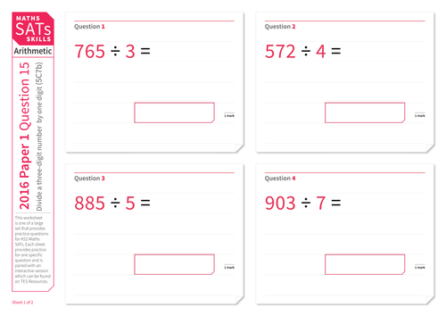 Divide three-digit numbers by one-digit numbers - KS2 Maths Sats