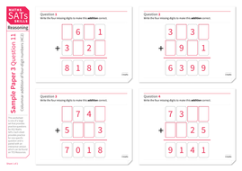 columnar addition of four digit numbers ks2 maths sats