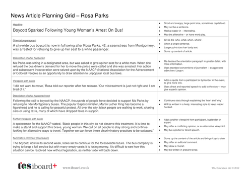 Newspaper planning grid ks2 image