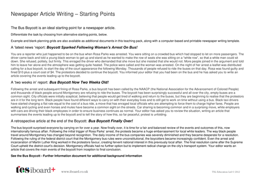 Newspaper Template: Bus Boycott - Martin Luther King Jr. KS2 | Teaching