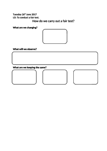 Fair Test Differentiated Worksheets