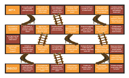 Past Perfect Tense Spanish Chutes And Ladders Board Game 