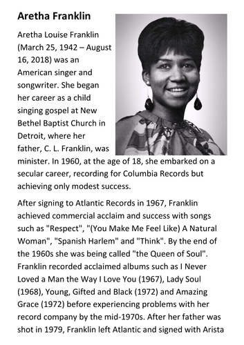 Aretha Franklin Handout